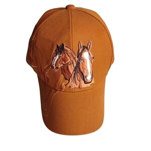 Santo Cap Hat Horse Design Adjustable Strap Back Orange Embroidered One SizeNWOT